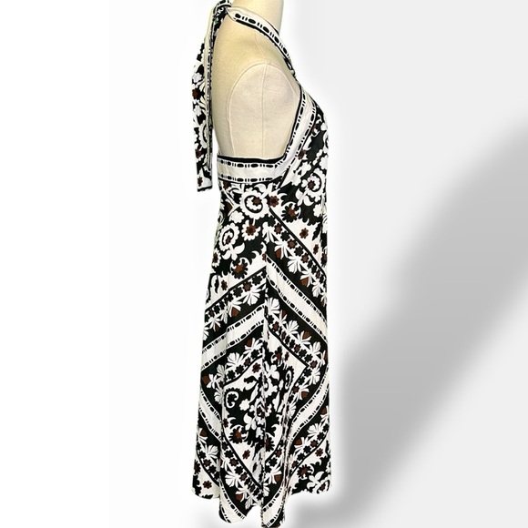 NWT Ann Taylor ‘Scarf Print Linen Blend Crossover Halter Dress’ in Black Size 2 - Picture 15 of 16